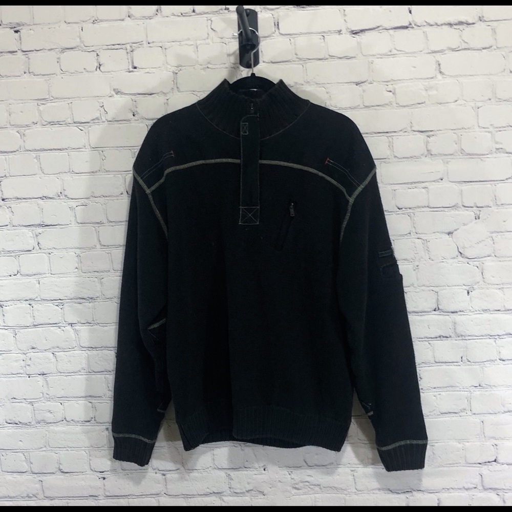 Mascot Workwear, Large, Sweater, 1/4 Zip, Black